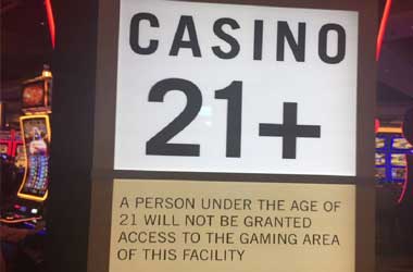 sign showing casino age restriction