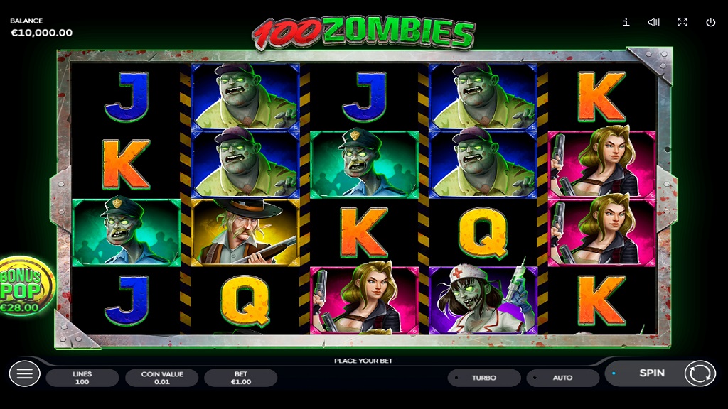 Screenshot of 100 Zombies slot from Endorphina
