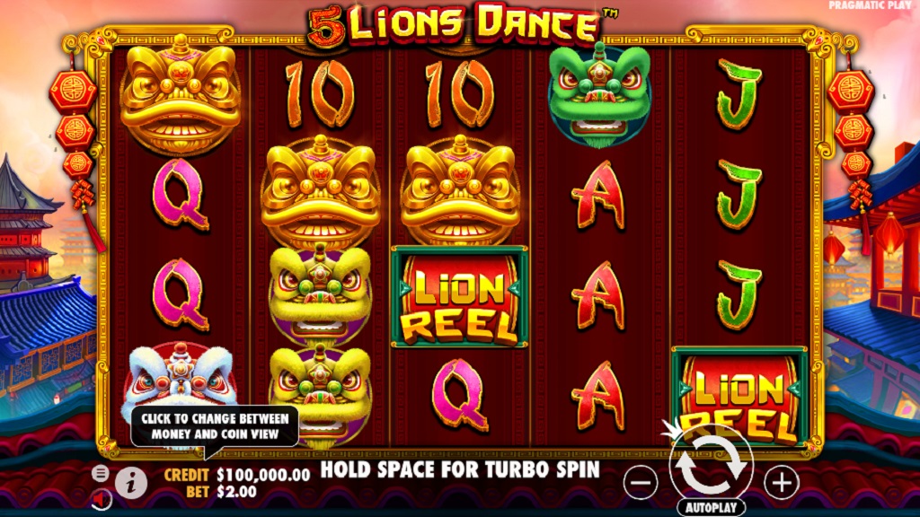 Screenshot of 5 Lions Dance slot from Pragmatic Play