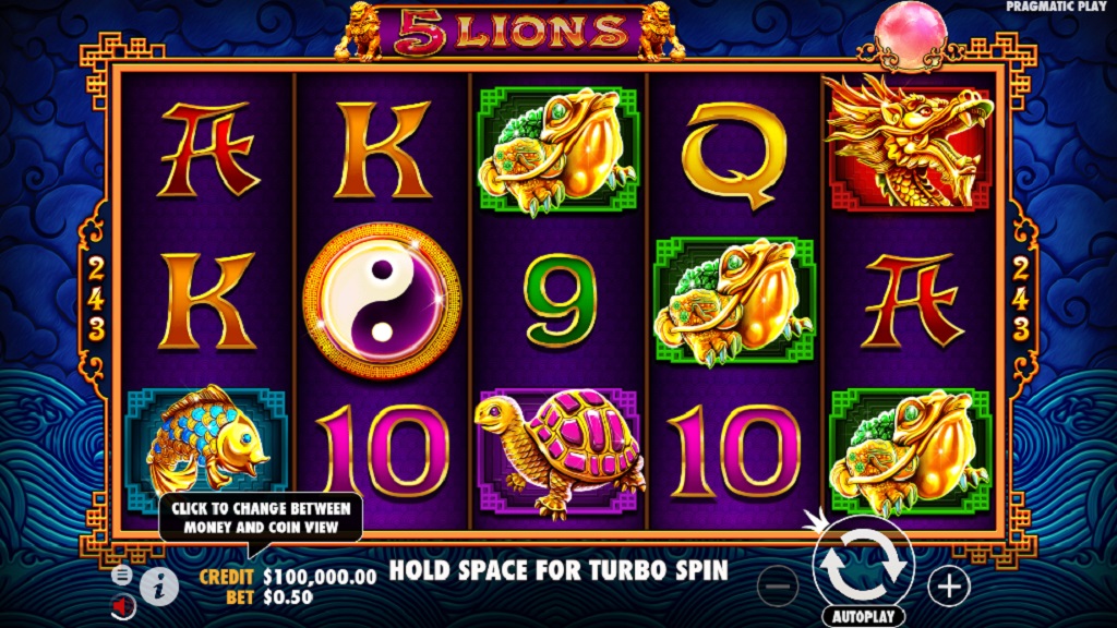 Screenshot of 5 Lions slot from Pragmatic Play