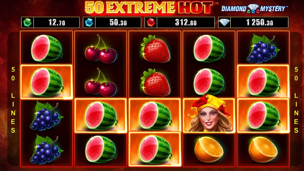 Screenshot of 50 Extreme Hot Linked slot from Green Tube