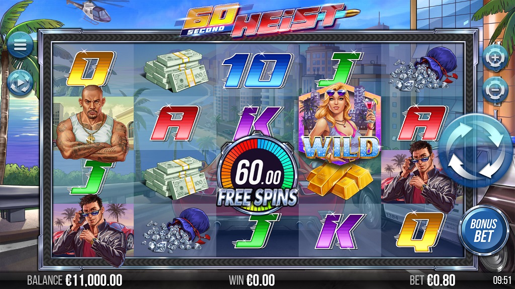 Screenshot of 60 Second Heist slot from Yggdrasil Gaming