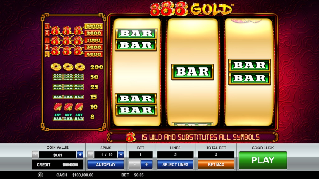 Screenshot of 888 Gold slot from Pragmatic Play