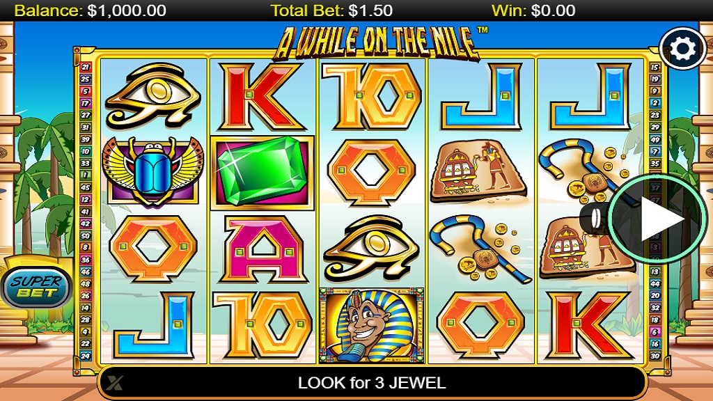 Screenshot of A While on the Nile slot from NextGen Gaming