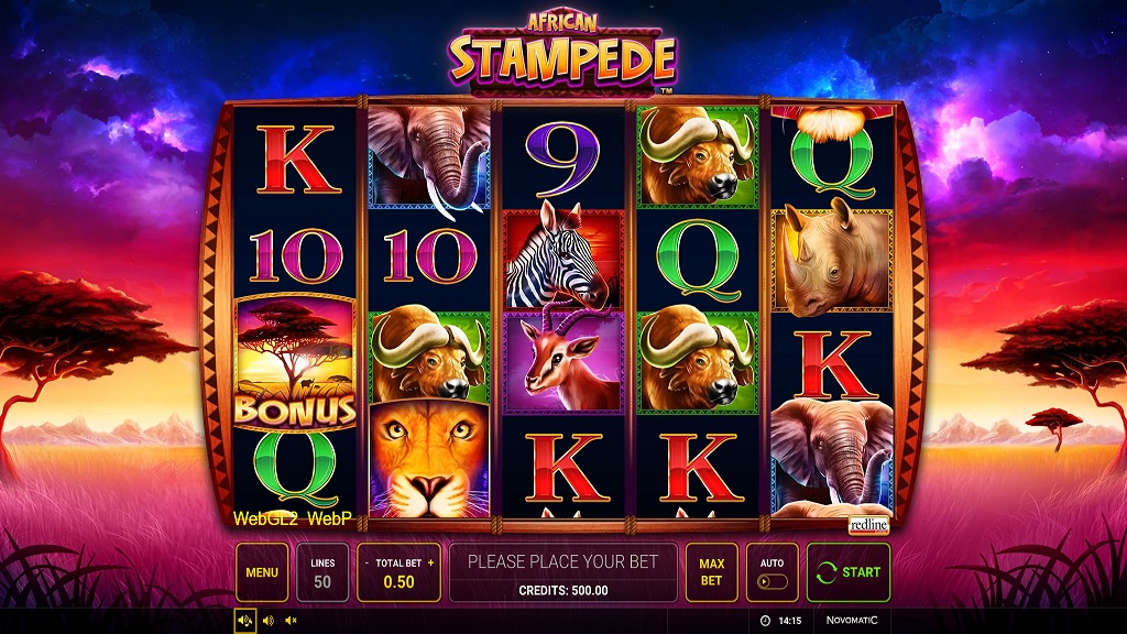 Screenshot of African Stampede slot from Green Tube