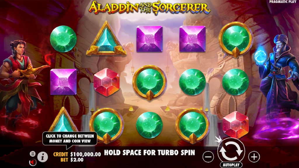 Screenshot of Aladdin and the Sorcerer slot from Pragmatic Play