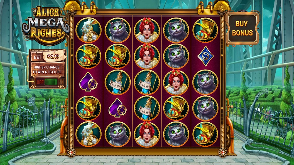 Screenshot of Alice Mega Riches slot from Pariplay