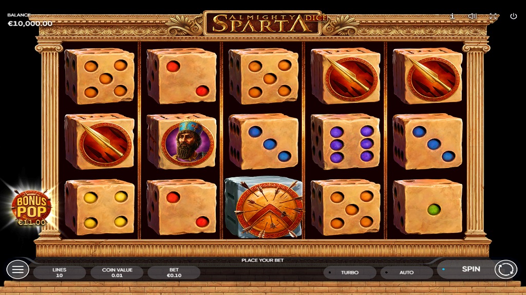 Screenshot of Almighty Sparta Dice slot from Endorphina