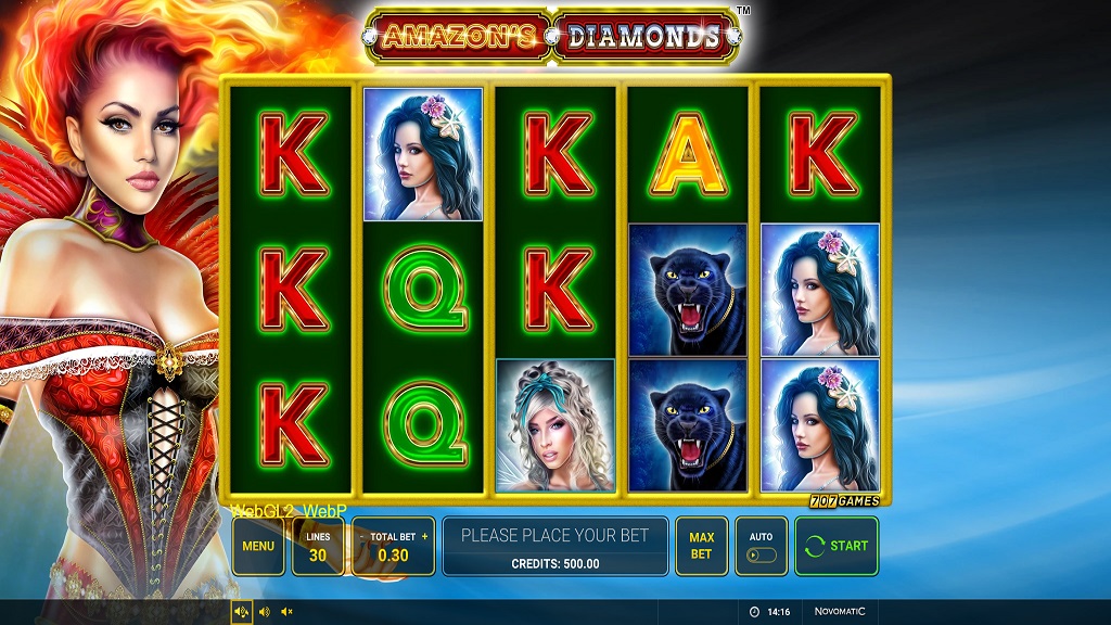 Screenshot of Amazons Diamonds slot from Green Tube