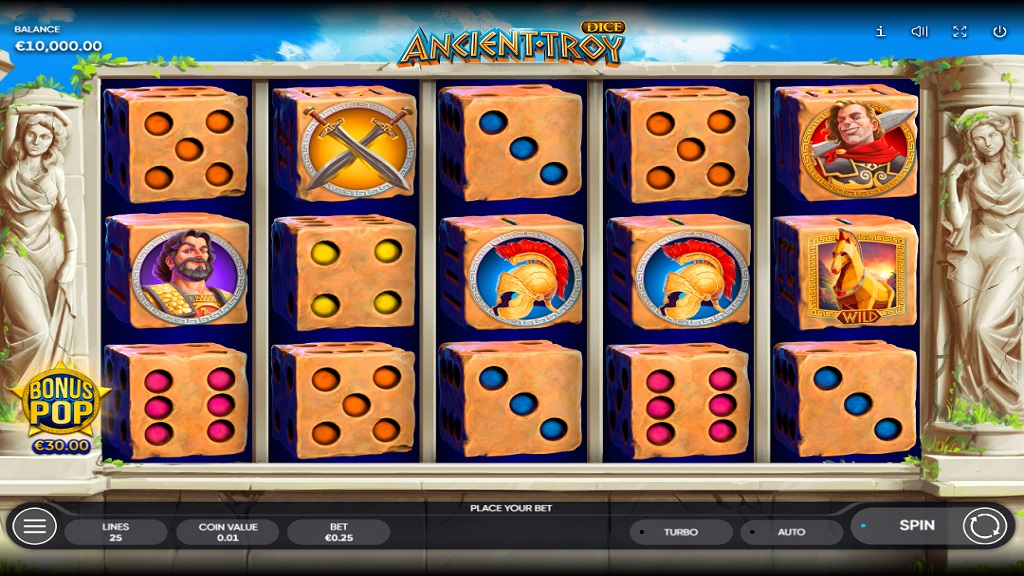 Screenshot of Ancient Troy Dice slot from Endorphina