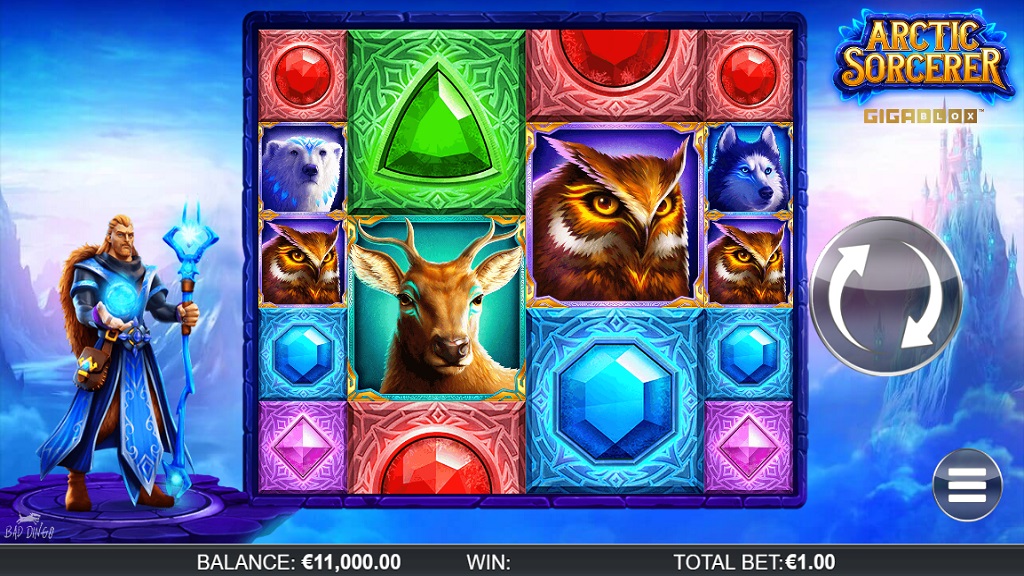 Screenshot of Arctic Sorcerer Gigablox slot from Yggdrasil Gaming
