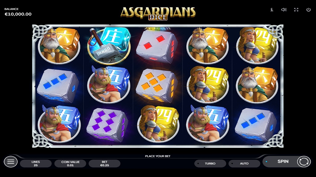 Screenshot of Asgardians Dice slot from Endorphina