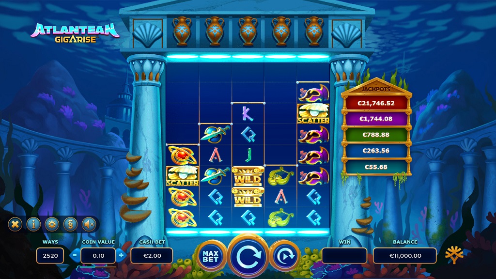 Screenshot of Atlantean GigaRise slot from Yggdrasil Gaming