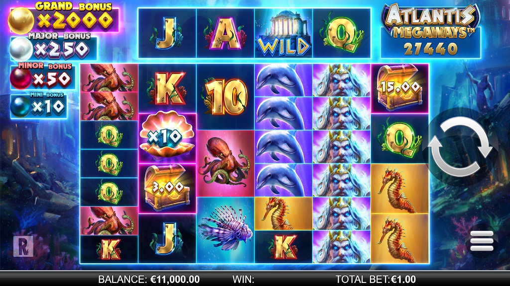 Screenshot of Atlantis Megaways slot from Yggdrasil Gaming