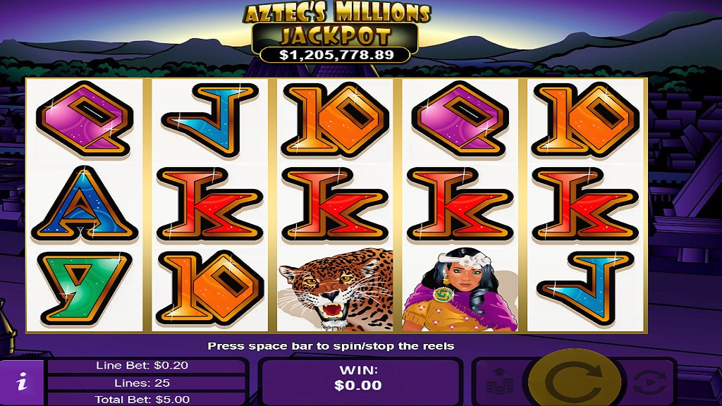 Screenshot of Aztec's Millions slot from Real Time Gaming