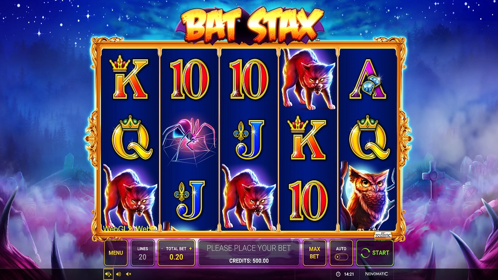 Screenshot of Bat Stax slot from Green Tube