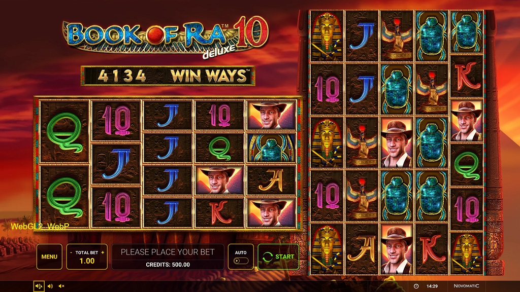 Screenshot of Book of Ra Deluxe 10 Win Ways slot from Green Tube