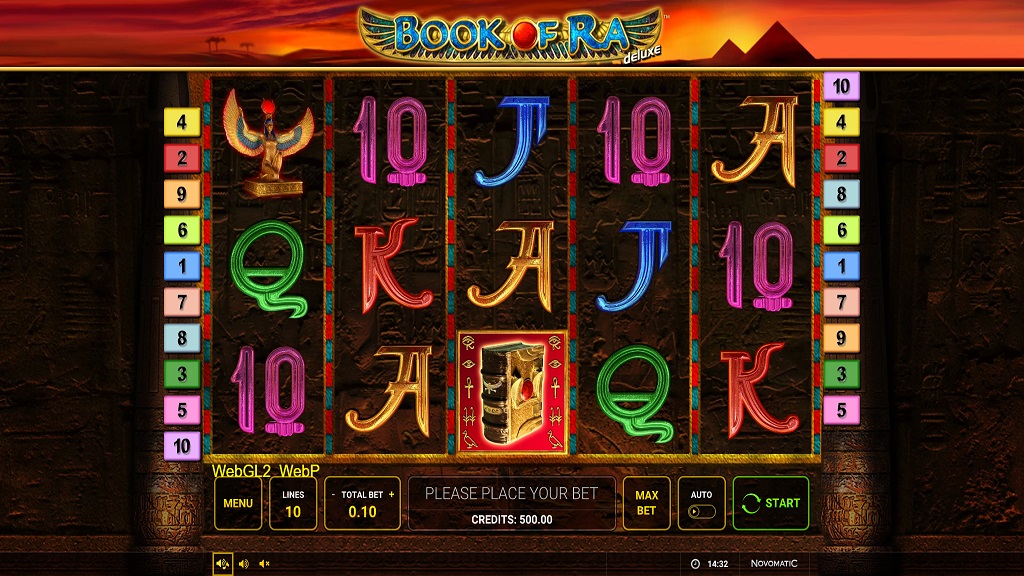 Screenshot of Book of Ra Deluxe 95 slot from Green Tube