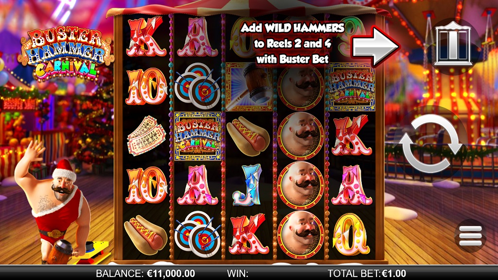Screenshot of Buster Hammer Carnival slot from Yggdrasil Gaming