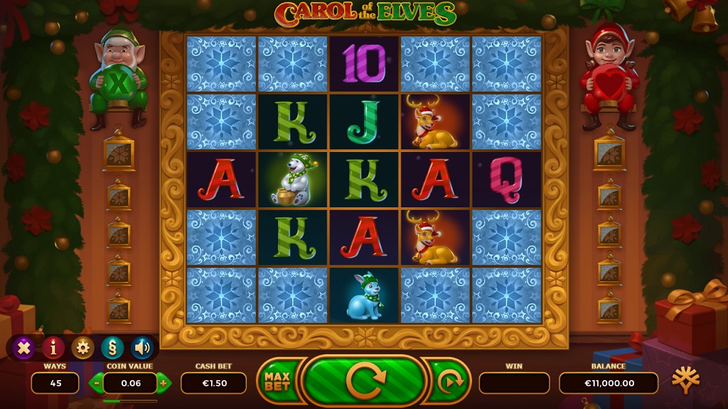 Screenshot of Carol of the Elves slot from Yggdrasil Gaming