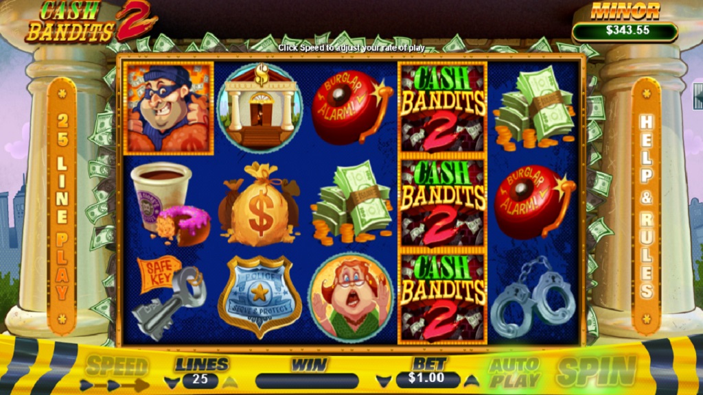 Screenshot of Cash Bandits 2 slot from Real Time Gaming