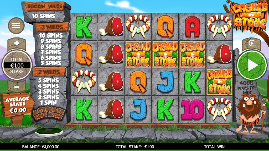 Screenshot of Cashed in Stone slot from Core Gaming
