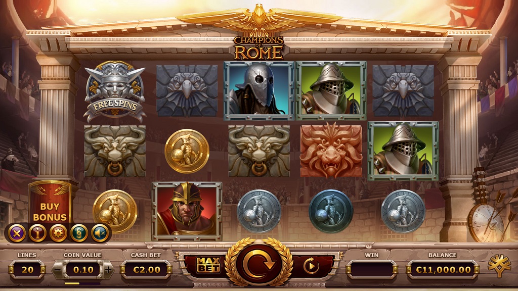 Screenshot of Champions of Rome slot from Yggdrasil Gaming