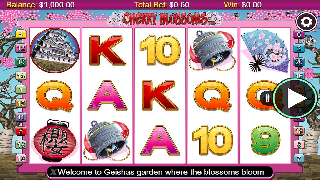 Screenshot of Cherry Blossoms slot from NextGen Gaming