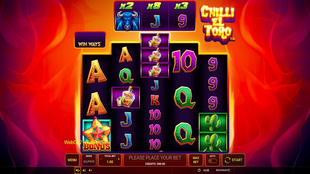 Screenshot of Chilli El Toro slot from Green Tube