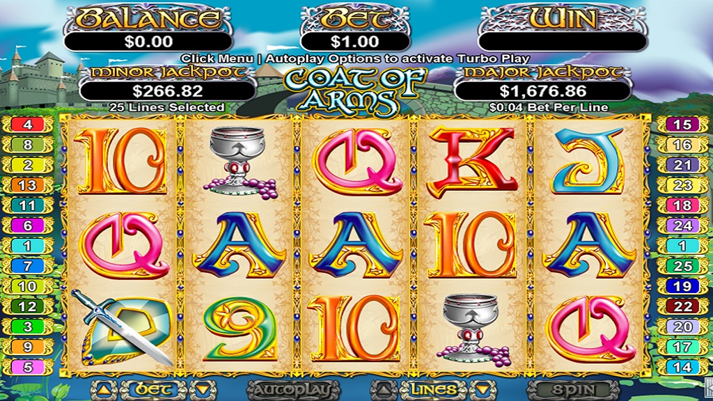 Screenshot of Coat of Arms slot from Real Time Gaming