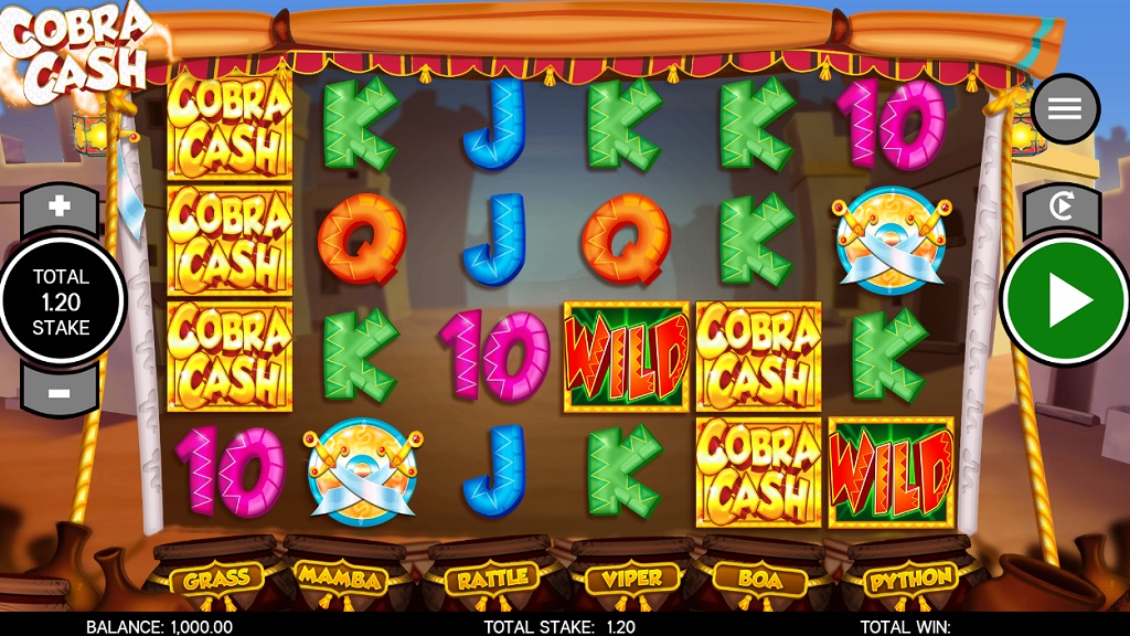 Screenshot of Cobra Cash slot from Core Gaming