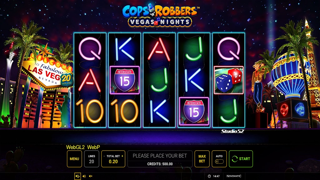 Screenshot of Cops n Robbers Vegas Nights slot from Green Tube