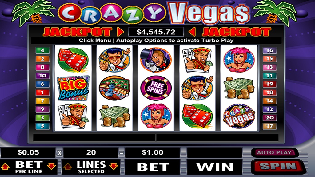 Screenshot of Crazy Vegas slot from Real Time Gaming