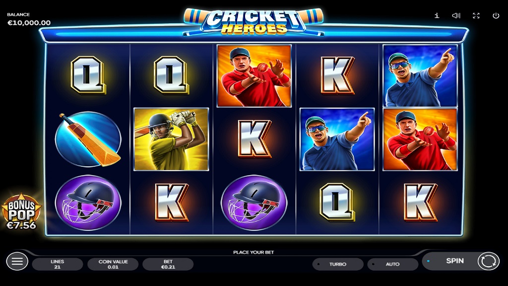Screenshot of Cricket Heroes slot from Endorphina