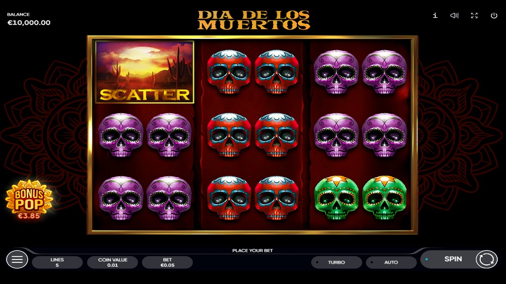 Screenshot of Dia de Los Muertos slot from Endorphina