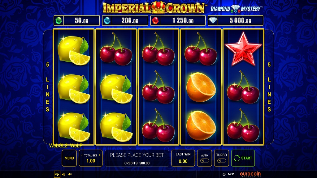 Screenshot of Diamond Mystery Imperial Crown slot from Green Tube