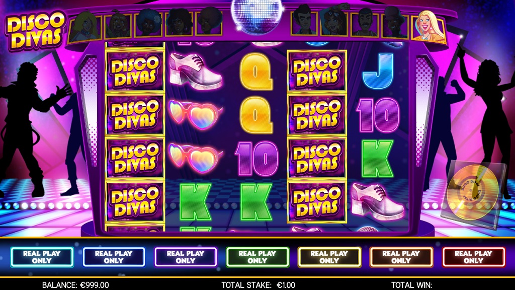 Screenshot of Disco Divas slot from Core Gaming