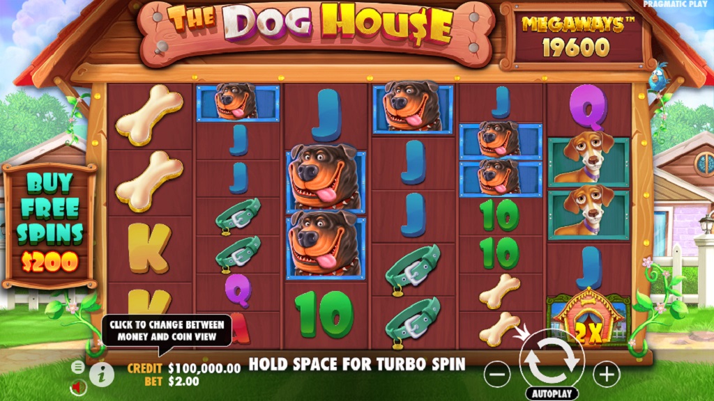 Screenshot of The Dog House Megaways slot from Pragmatic Play