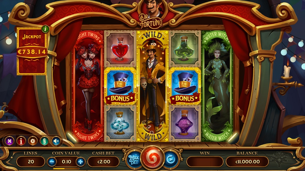 Screenshot of Dr Fortuno slot from Yggdrasil Gaming