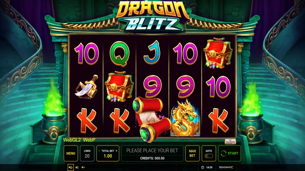 Screenshot of Dragon Blitz slot from Green Tube