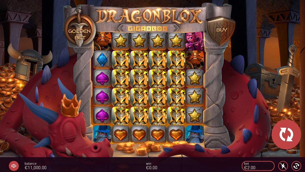 Screenshot of Dragon Blox Gigablox slot from Yggdrasil Gaming