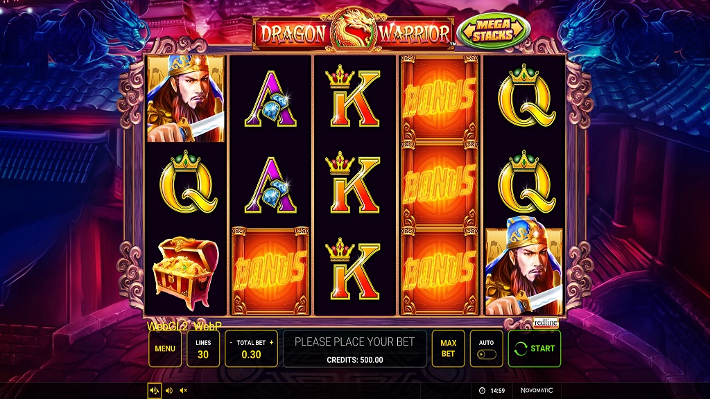 Screenshot of Dragon Warrior slot from Green Tube