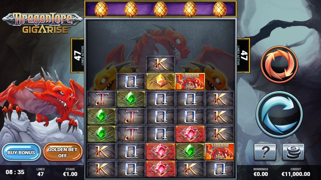 Screenshot of Dragonlore GigaRise slot from Yggdrasil Gaming