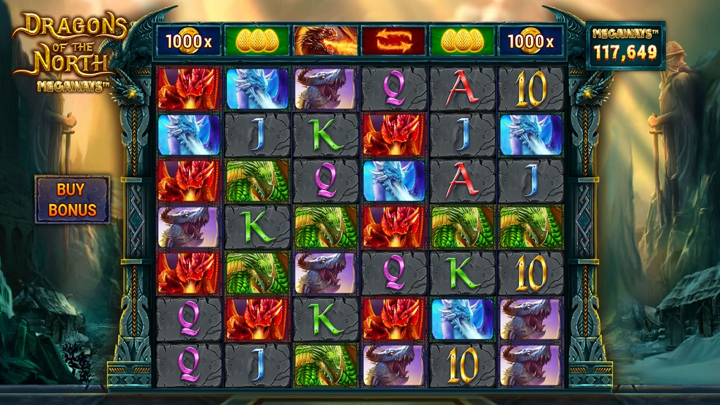Screenshot of Dragons of the North Megaways slot from Pariplay