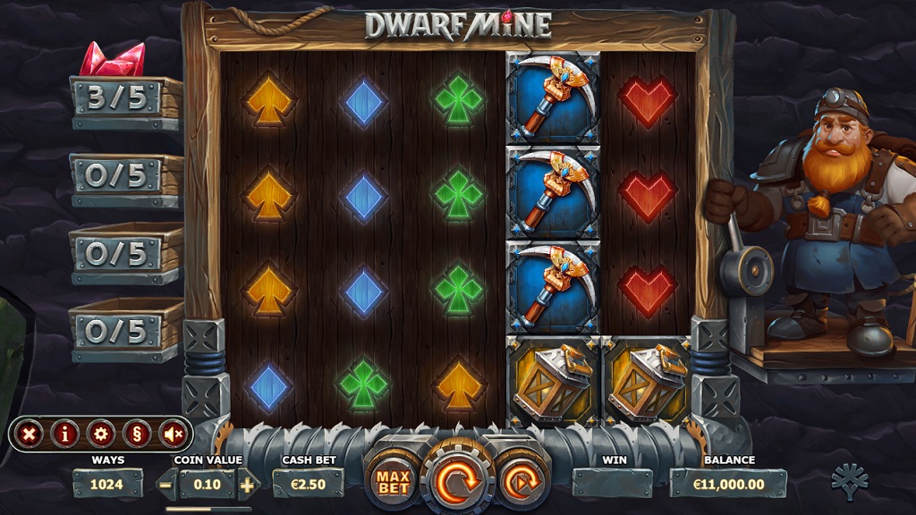 Screenshot of Dwarf Mine slot from Yggdrasil Gaming