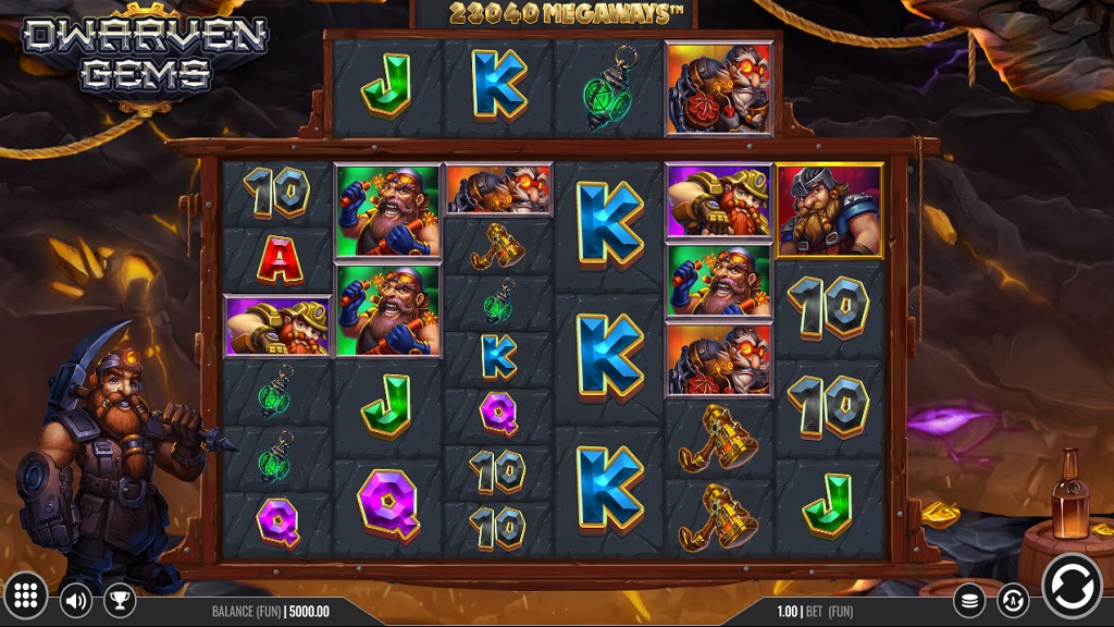 Screenshot of Dwarven Gems Megaways slot from IronDog