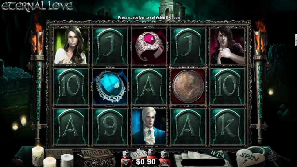 Screenshot of Eternal Love slot from Real Time Gaming