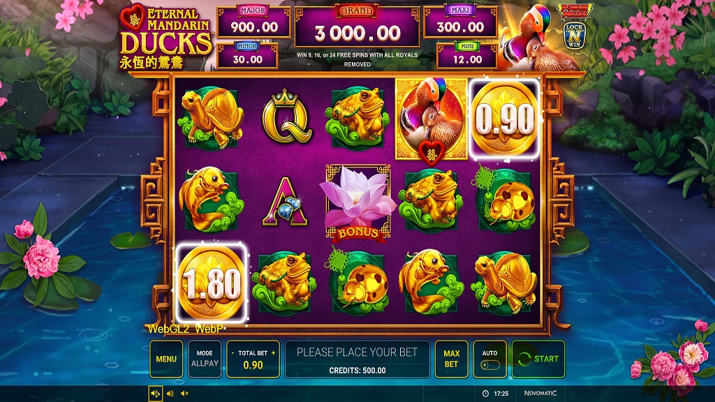 Screenshot of Eternal Mandarin Ducks slot from Green Tube