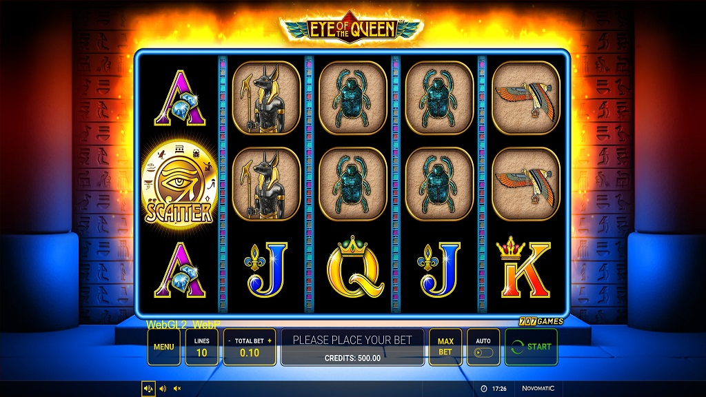 Screenshot of Eye of the Queen slot from Green Tube