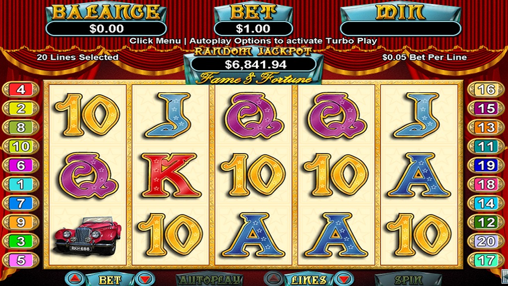 Screenshot of Fame and Fortune slot from Real Time Gaming